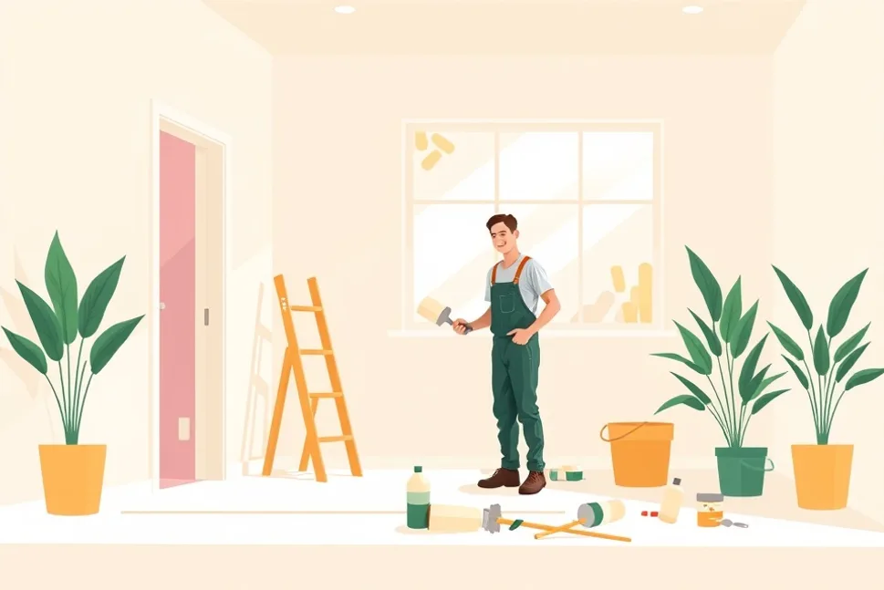 Intérieur rénové après travaux de peinture à Faches-Thumesnil