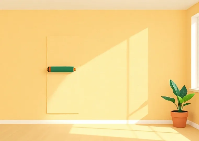 Pose de papier peint, rouleau et brosse à maroufler